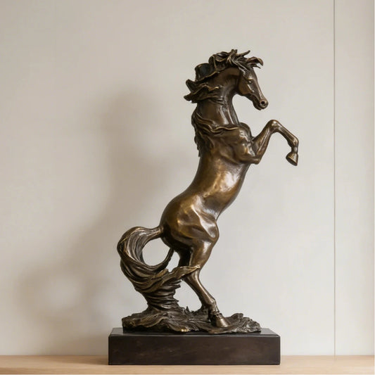 Powerful Bronze Rearing Horse Statue-Fine Art Equestrian Sculpture Decor|TPY-371