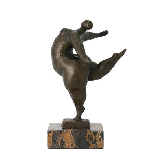 Botero style bronze dancer high leg modern sculpture