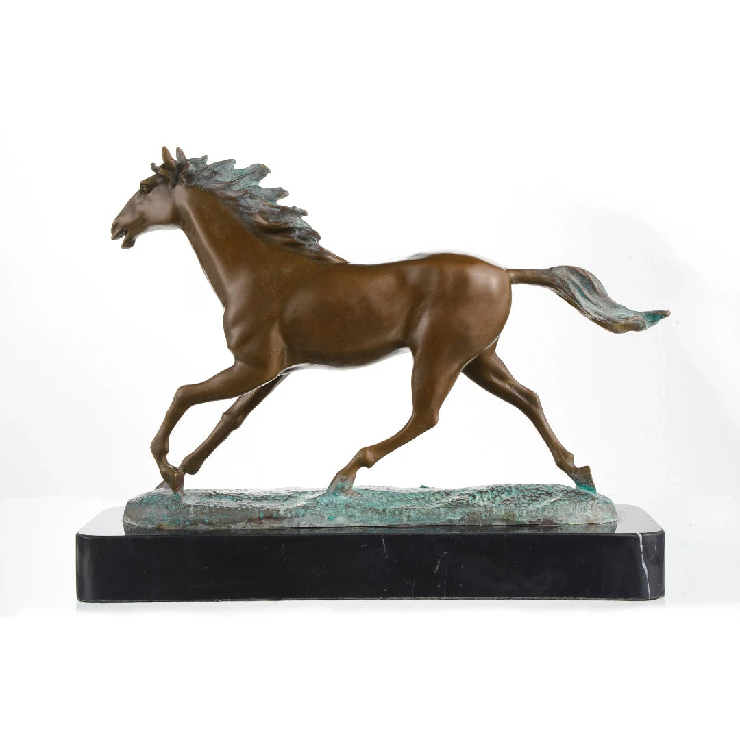 Running Horse Brass Sculpture-Galloping Horse Figurine, Symbol of Success and Strength|FDW-022