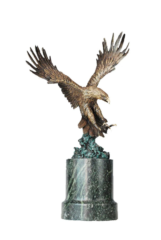 hand-cast bronze diving eagle figurine
