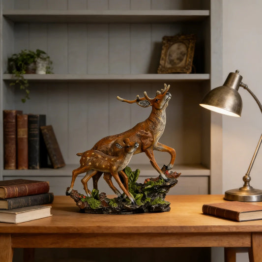 sika deer bronze statue