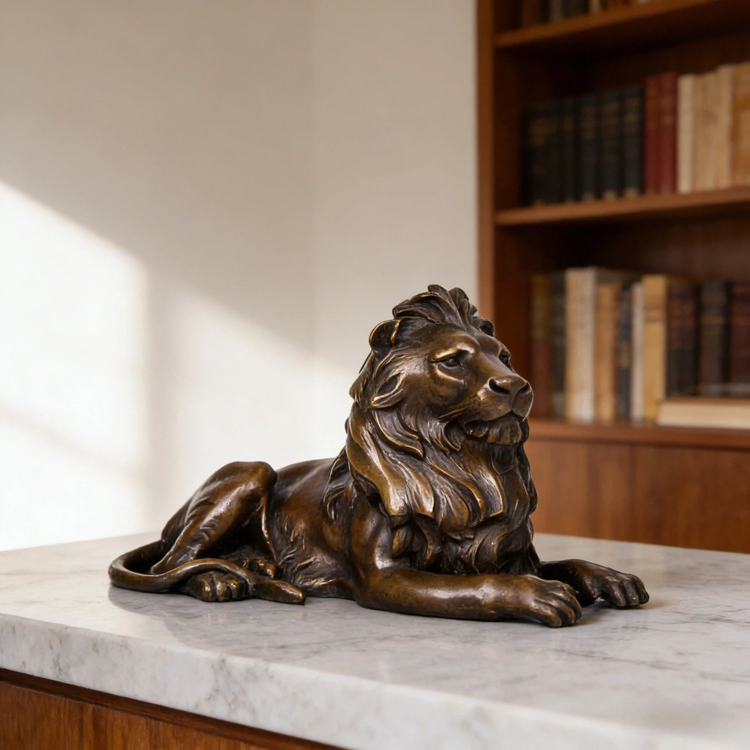 Handcrafted solid lion bronze sculptures