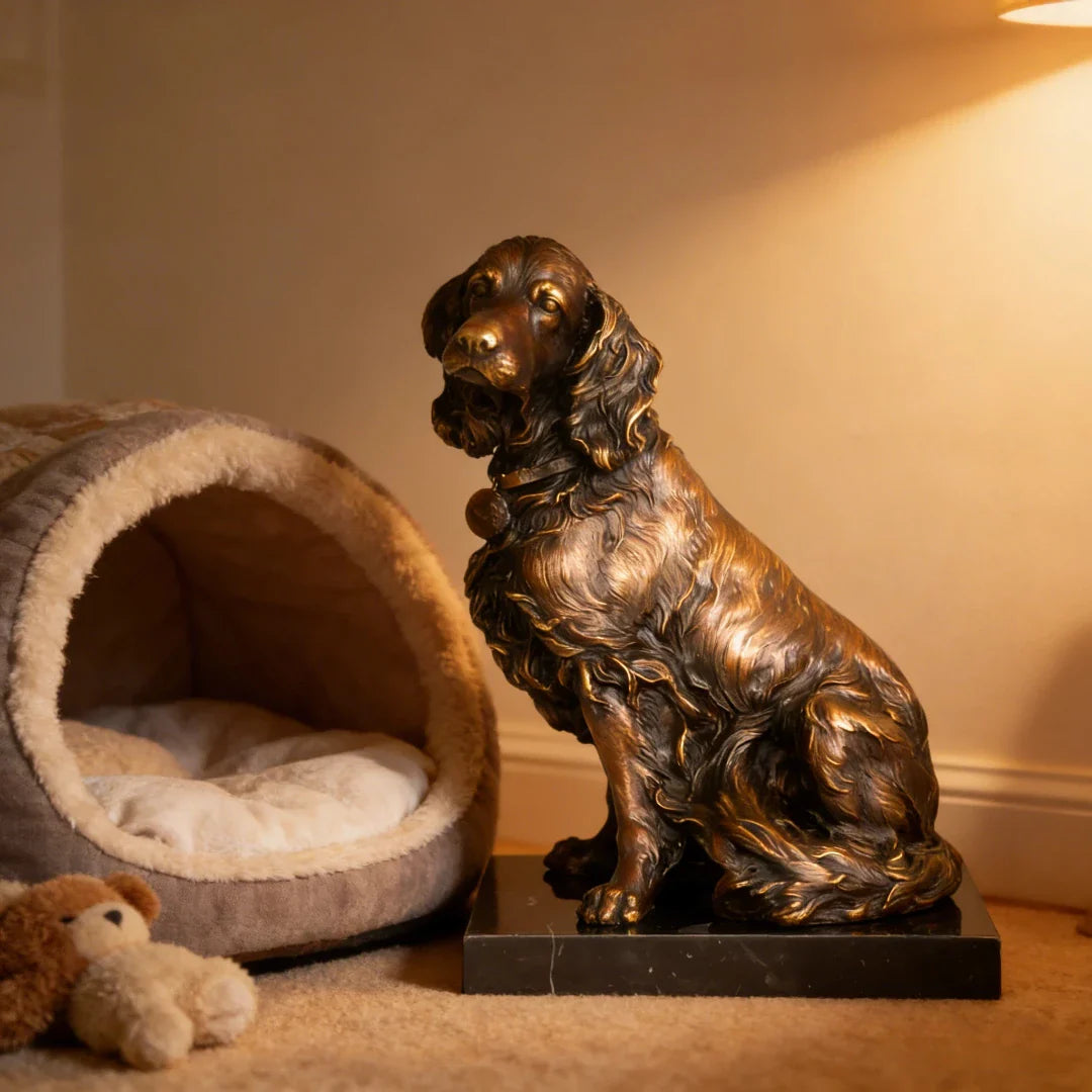 Handcrafted bronze dog statue