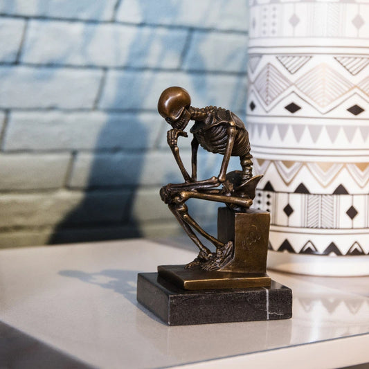 The Thinker Skeleton Bronze Statue Perfect for Office & Study|TPE-998