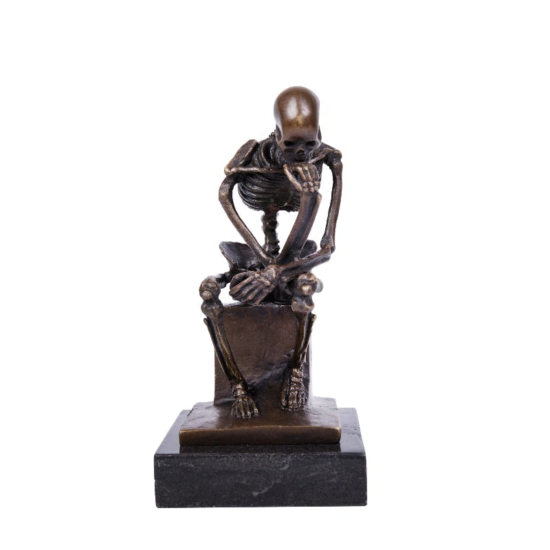 The Thinker Skeleton Bronze Statue Perfect for Office & Study|TPE-998