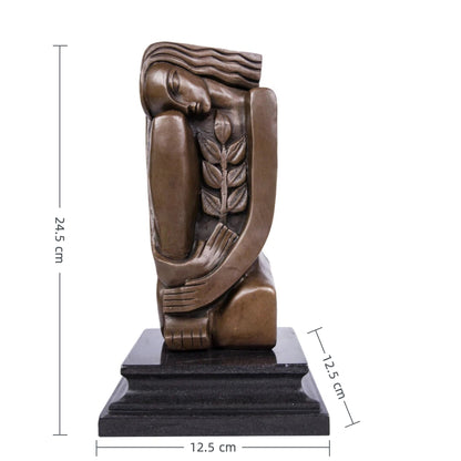 Handcrafted Modern Abstract Bronze Peace Sculpture–Female Metal Figurative Art Decor｜TPY-147