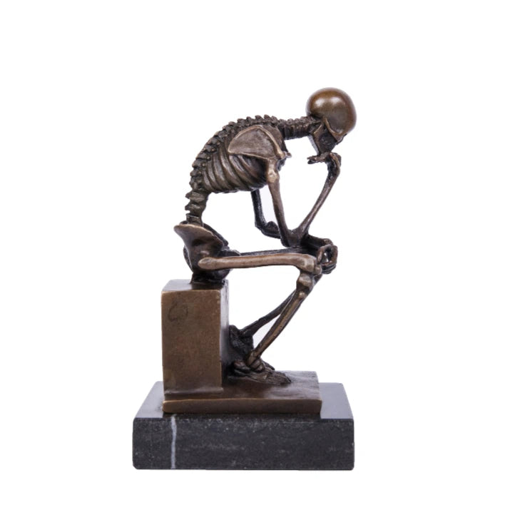 The Thinker Skeleton Bronze Statue Perfect for Office & Study|TPE-998