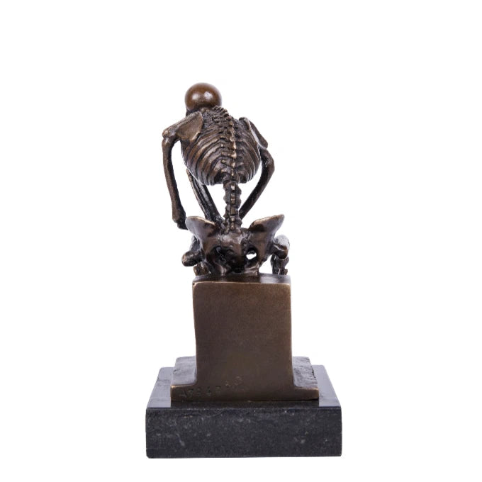 The Thinker Skeleton Bronze Statue Perfect for Office & Study|TPE-998