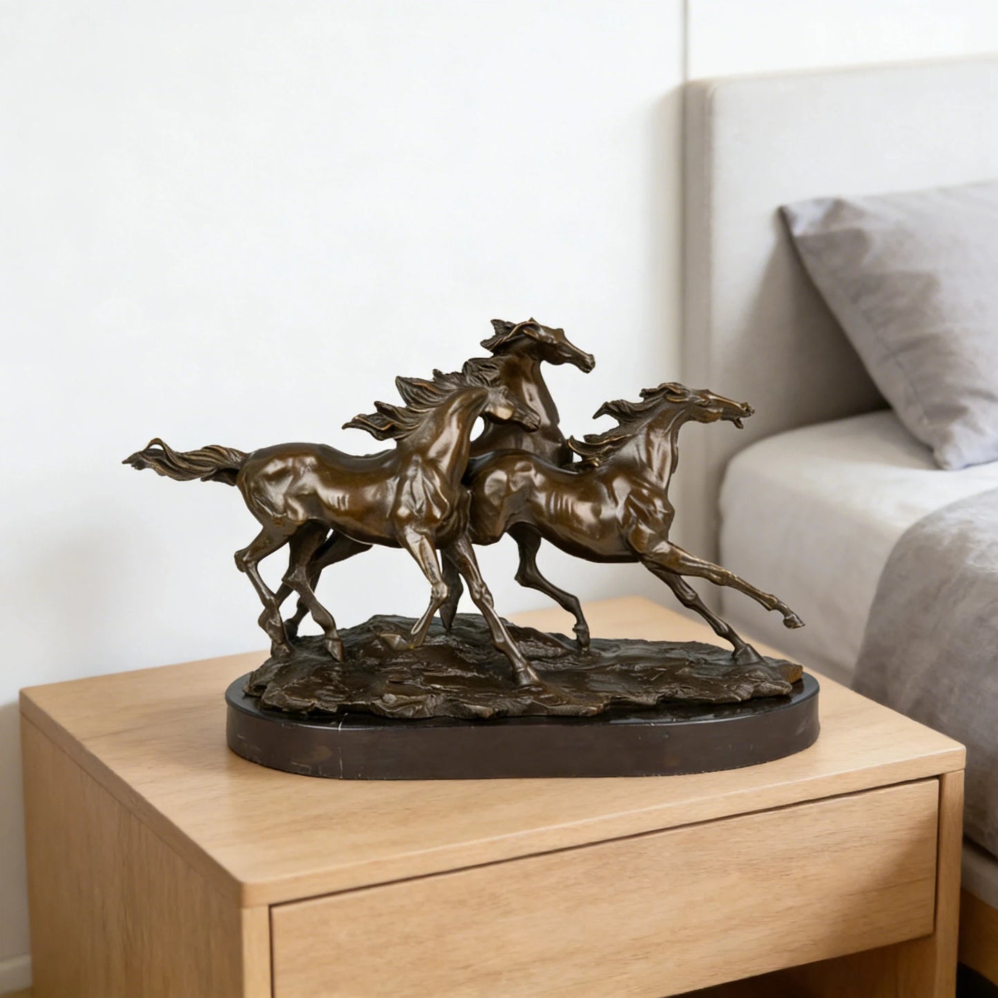 Three Galloping Horses Bronze Sculpture-Lost Wax Cast Equestrian Art Decor Statue｜TPY-374