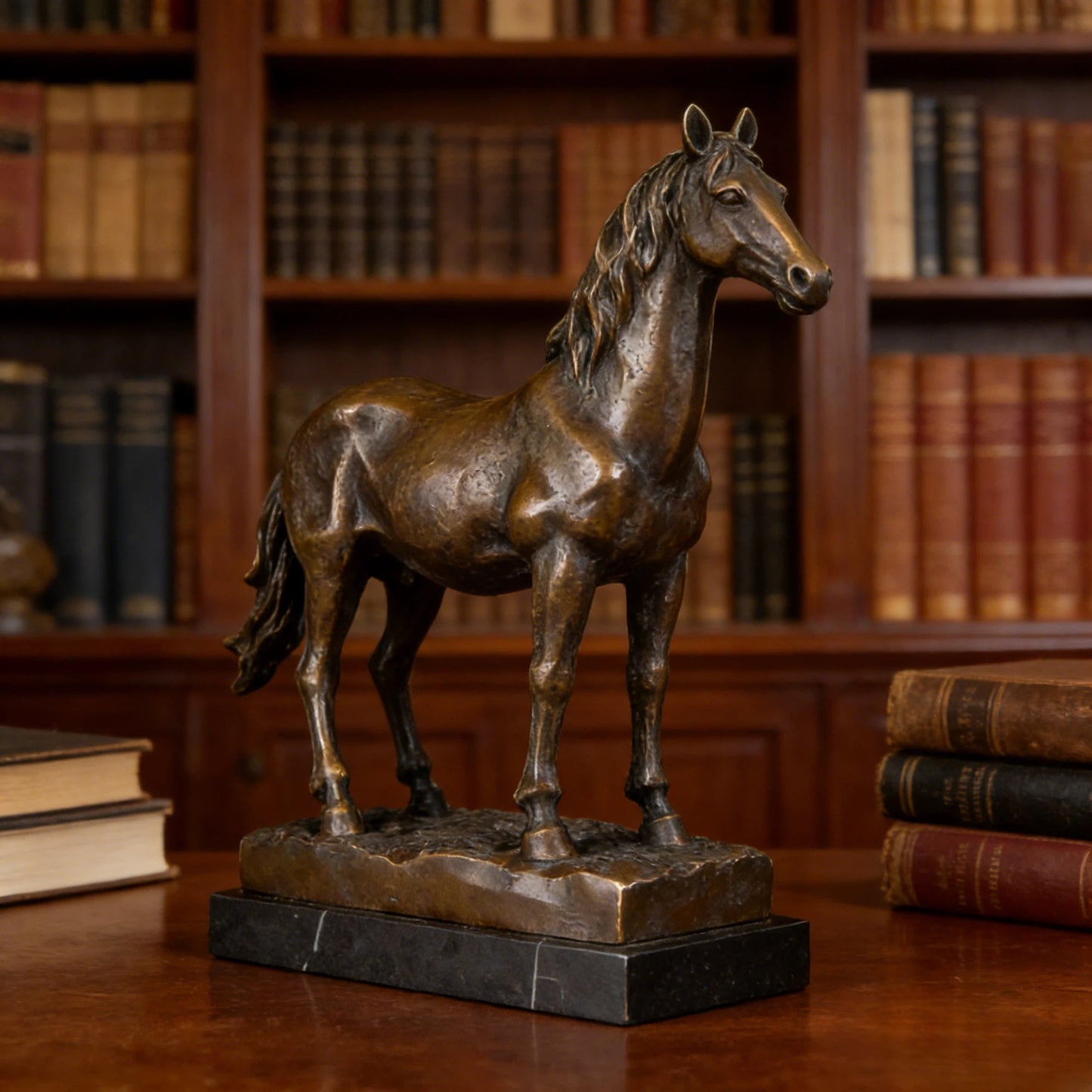 Standing Bronze Horse Sculpture-Lost-Wax Cast Horse Statue｜TPAL-005