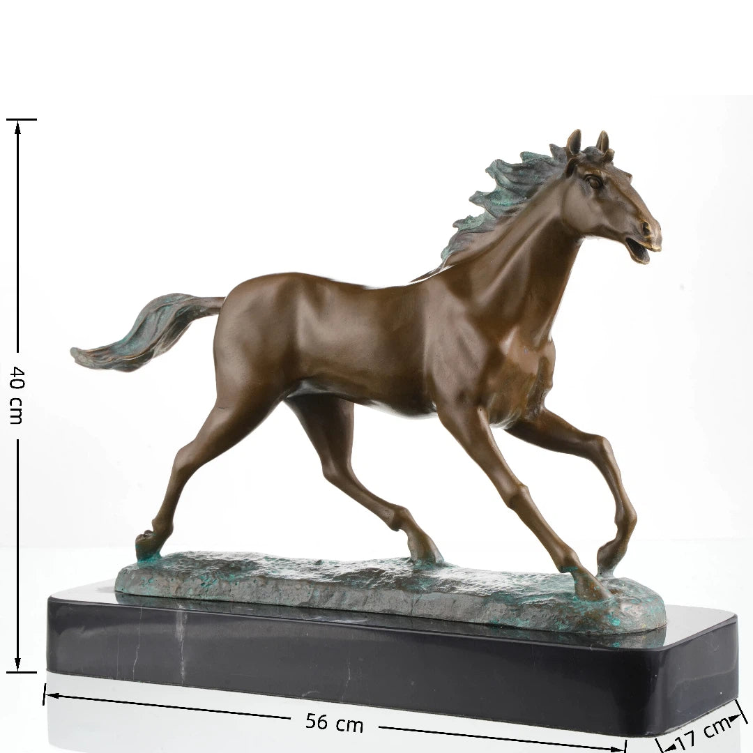 Running Horse Brass Sculpture-Galloping Horse Figurine, Symbol of Success and Strength｜FDW-022