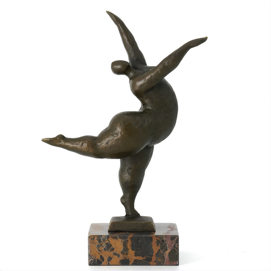 This is an abstract plump dancer brass sculpture, presenting the rhythmic posture of a full-figured dancer in expressionist style, conveying the image of "confident stretching and free vitality". Made of brass, it is suitable for decoration in art-style spaces and can also be used as a vitality-themed collection ornament.