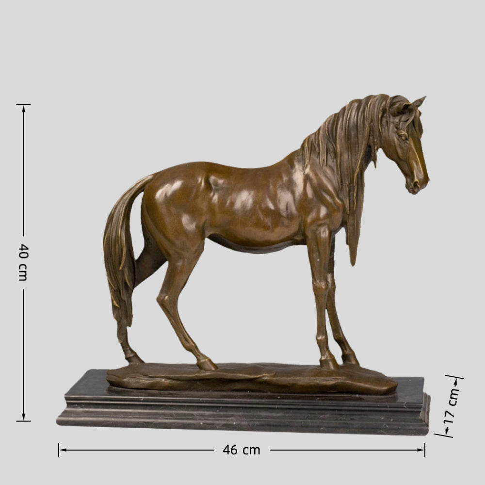Bronze Horse Figurine with Flowing Mane-Luxury Decor Sculpture for Home or Office｜TPY-521