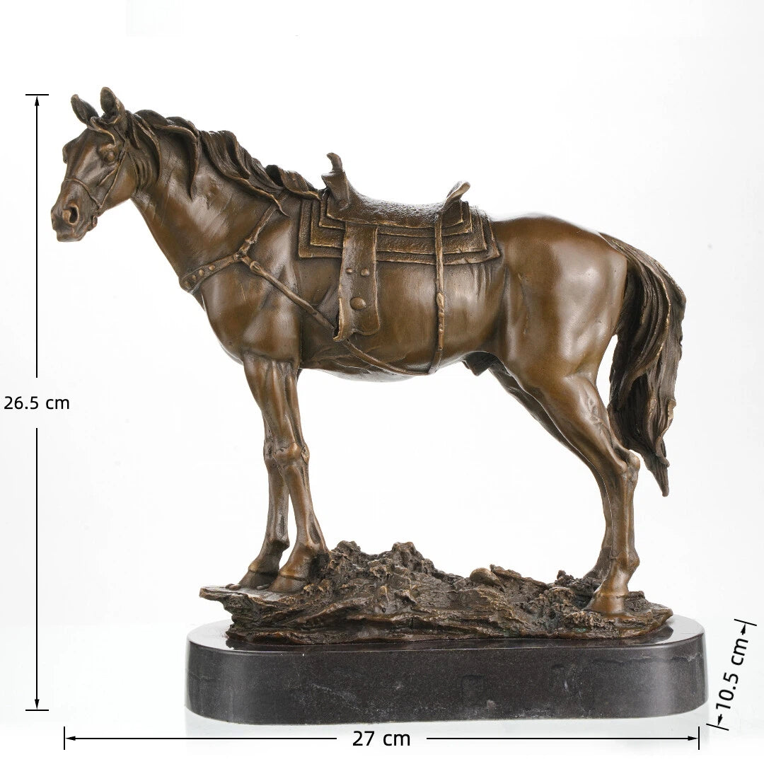Western Saddle Bronze Horse Sculpture-Lost-Wax Cast Horse Statue｜TPY-603