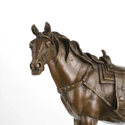 Western Saddle Bronze Horse Sculpture-Lost-Wax Cast Horse Statue｜TPY-603
