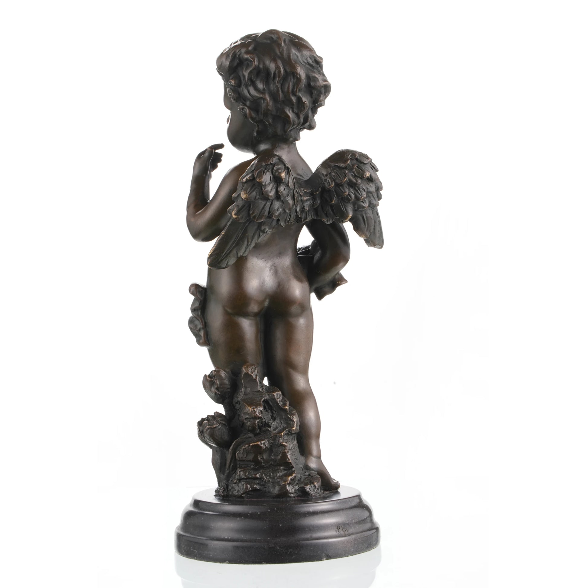 Wing detail of cupid angel sculpture