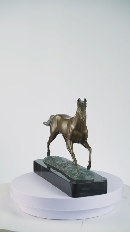 Running Horse Brass Sculpture-Galloping Horse Figurine, Symbol of Success and Strength｜FDW-022