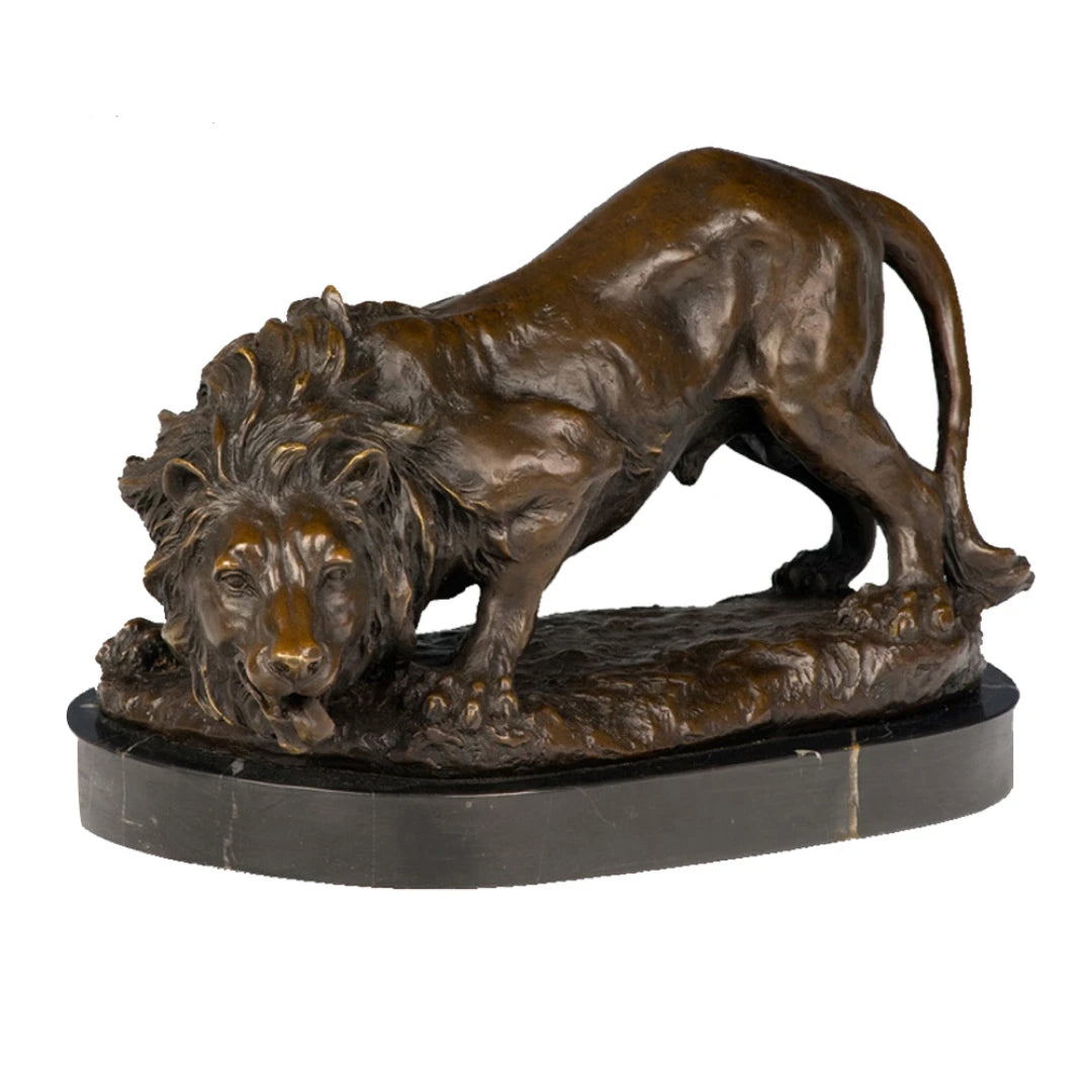 stalking lion bronze sculpture